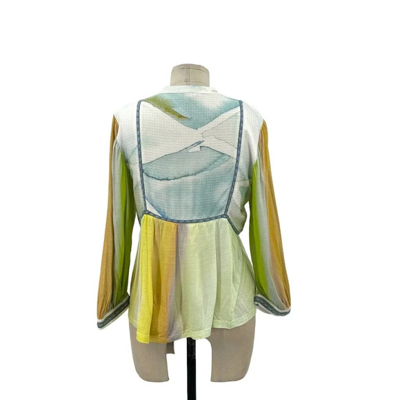 Anthropologie Bl-nk London Peasant Top Blouse Peplum Colorful Tie Dye Size XS - Picture 7 of 10